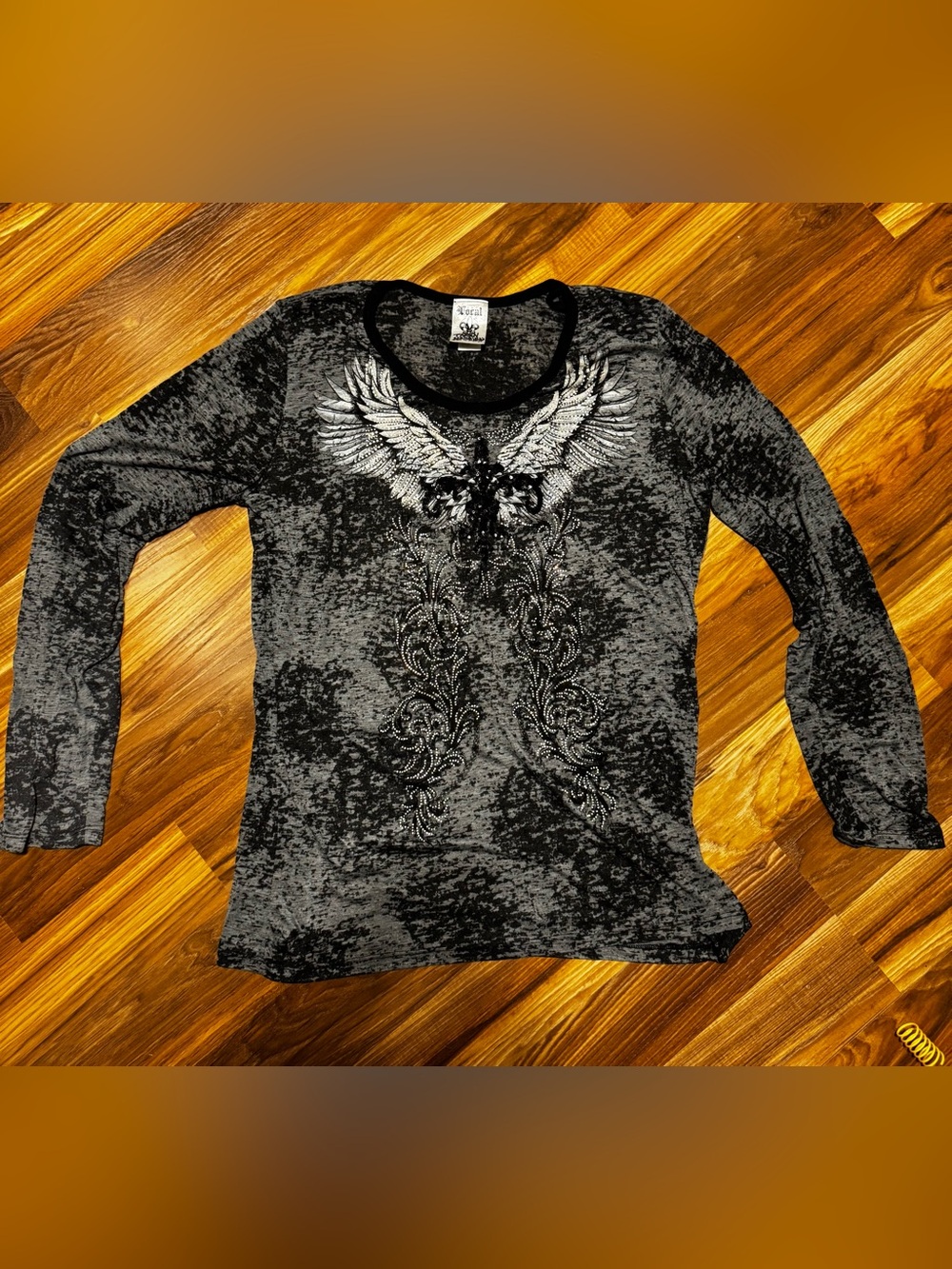Vocal Black & Gray Winged Crest Long Sleeve Tee